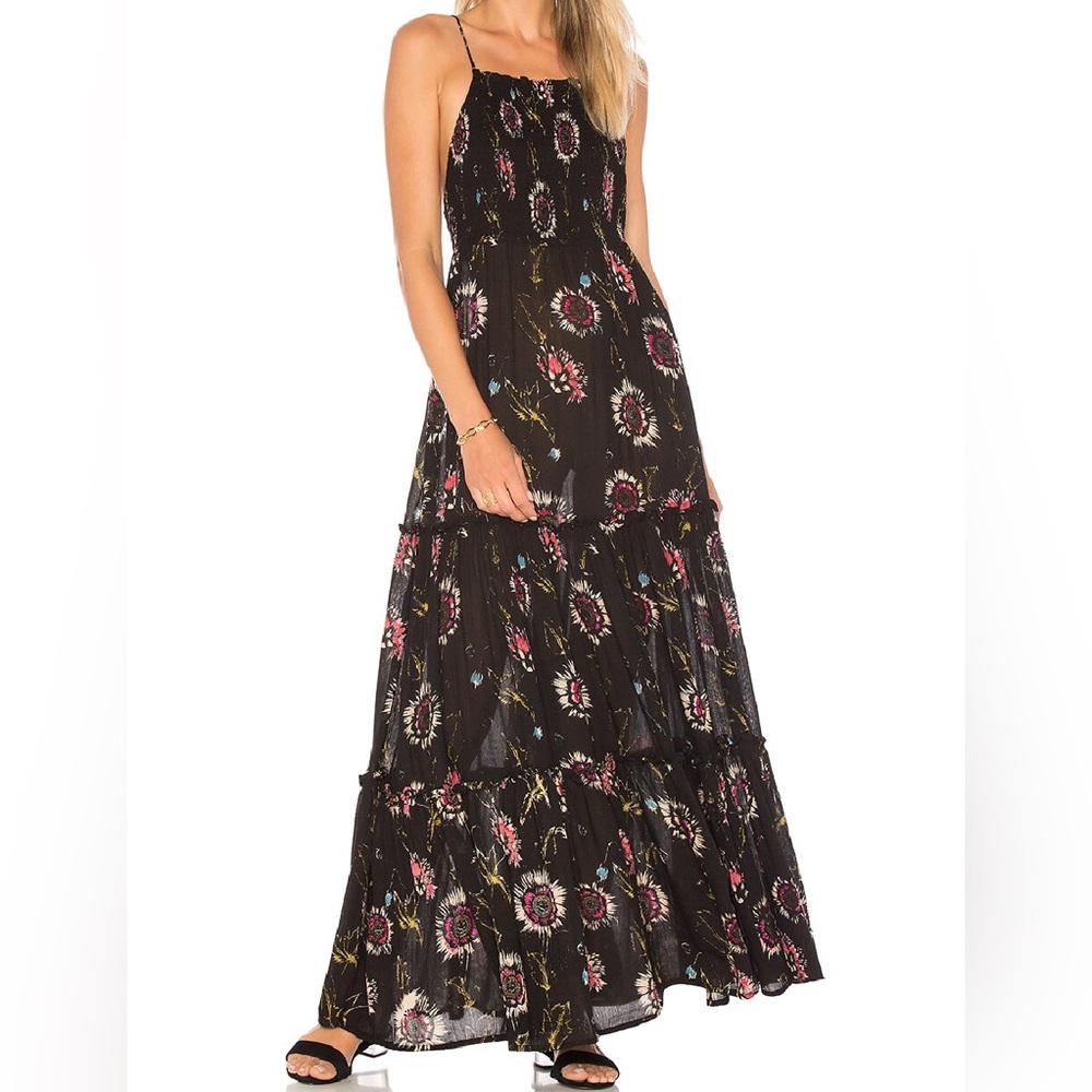 Free People Garden Party Black Floral Print Maxi Dress